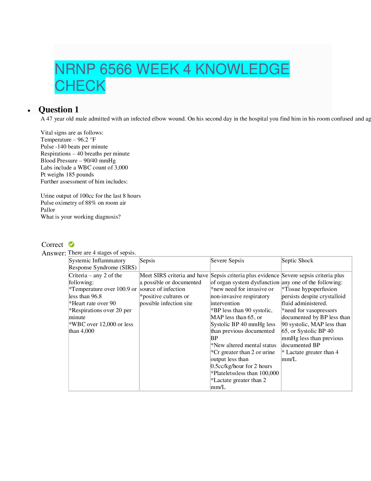 Preview of NRNP 6566 WEEK 4 KNOWLEDGE CHECK (LATEST SOLUTION)